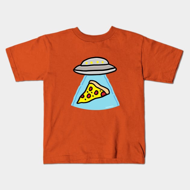 Pizza abduction Kids T-Shirt by Happy Sketchy